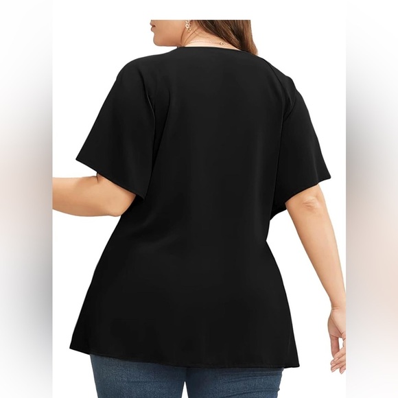 BloomChic Plus Size 2XL Plain Keyhole Knotted Front Ruffle Sleeve Blouse us18-20 - Picture 3 of 5